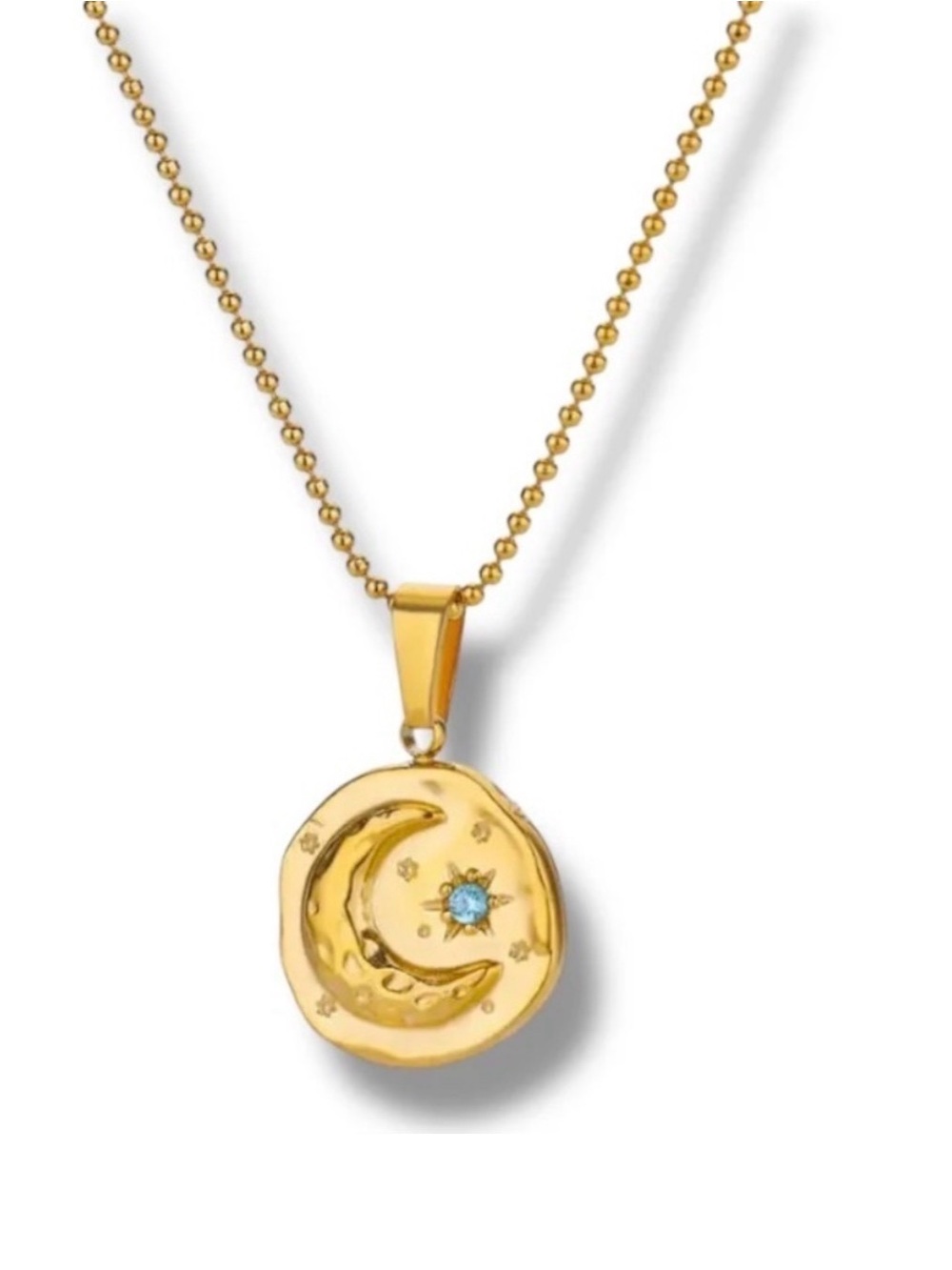 Gold MoonStar Pendant Necklace 18K Gold plated Solid Stainless Steel Waterproof - Picture 4 of 4